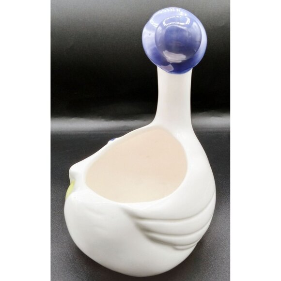 FTDA Ceramic Goose Planter Blue Hat & Yellow Bow Vintage 1986 ROC 7.25 Inches - Picture 6 of 16